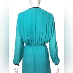 Victor Costa 70’s Turquoise Long Sleeve Pleated Dress Size 12 Blue Photo 3