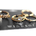 Windsor NIP  Simply Glam Stackable 6pc Gold Tone Crystal Accents Size 7&8 Rings Photo 2