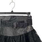 Chia Vintage Lace and Distressed Black Leather High waisted skirt size 6 Photo 1