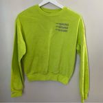 Divided Sweatshirt Cropped Crewneck Neon Green Safety Yellow Quote Graphic Comfy Photo 9