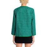 AQUA Green Tweed Bouclé Jacket L Women's Gold Button Front Pocket Trim Blazer... Photo 3