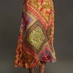 Farm Rio Mixed Scarves Satin Slip Midi Skirt, Size XS Photo 2