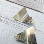 Vintage Earrings For Pierced Ears Green Wavy Triangle 1 " Photo 5