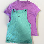 Reebok Lot Of 2 Short Sleeve Tops Small Green Fitted Purple Tee Gym Workout Photo 0