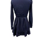 Aritzia Sunday Best Taro Wrap Dress Mini Ruffle Satin Navy Blue Size 00 Photo 7