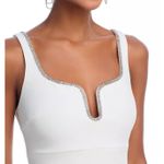 AQUA  White Mini Dress Rhinestone Trim Square Neck Party Cocktail‎ XS Photo 2