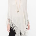 White House | Black Market Ecru and Gold Fringe Poncho Medium Photo 0