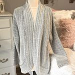 Pink Rose Soft Comfy Crochet Cardigan Sweater Long Gray White Blend Photo 12