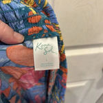 Kona Sol  Pants Women's L Pull on Rayon Smock Waist Wide Slit Leg Tropical Lounge Photo 5