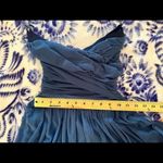 FUZZI XS Dark Blue Strapless Ruched Chiffon Designer Dress Photo 7