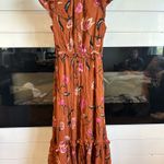 Universal Threads Universal Thread Rust and Pink Floral Midi Dress w/ pockets Photo 2