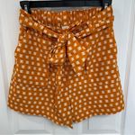 A New Day Orange White Checker High Waist Paper Bag Waist Shorts Women’s Size XS Photo 0
