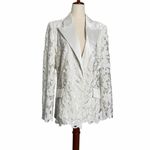 Nadine Merabi Velvet Lace Blazer White Size 12 Photo 4
