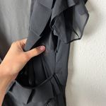 y2k vintage black sheer faux wrap v neck ruffle trim blouse top Photo 7