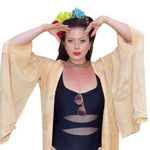 Vintage Asian yellow kimono robe Size M Photo 0