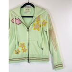 Joystick Dreamland Womens Hoodie Green Full Zip Embroidered Star Owl Y2K Medium Photo 4