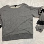 J.Crew Women's Gray and Black Long Raffle Sleeve Slim Fit Sweatshirt Size Small Photo 7