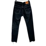 Levi's Levi’s 501 S Skinny Premium Denim Jeans Sz 24 Black Denim Distressed Raw Hem Photo 4