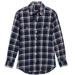 Old Navy The Boyfriend Shirt Plaid Navy Blue Yellow White Women's Size M Photo 2