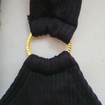 Aerie NWOT Ribbed Crop Top Gold Ring Accents Built in Bralette Sports Bra - M Photo 1