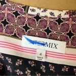 Intermix  Purple Pattern Silk Drawstring Romper Photo 7