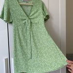 ZARA floral print Green V-Neck mini Dress - Size M Photo 9