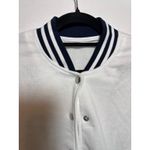 Halara Brand New  Women's Size Medium White Black Trim Varsity Jacket Button Up Photo 2