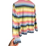 Alfred Dunner  Linen Cotton Jacket Size 14 Button Up Rainbow Pastel Silver Button Photo 4