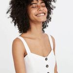 Madewell Button Front Tank Dress White Linen Blend Size 8 Photo 2