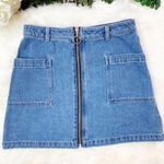Topshop  MOTO Size 4 Blue Zip Through Denim Skirt Photo 0