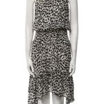 ALC Frank A.L.C. Cody Leopard Print Silk Dress Mini Black White High Neck Sleeveless 2 Photo 7
