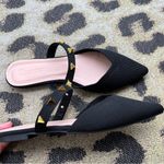 NWOT black gold stuffed pointy toe studded flats Size 9 Photo 4