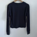 Brandy Melville  Navy Blue Long Sleeve Embroidered Flag Small Photo 1