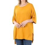 Zenana NWOT Mustard Yellow Oversized Crewneck Tunic Top Women’s Size Large Photo 3