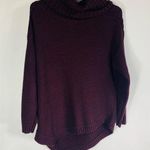 Burgundy Cable Knit Asymmetric Sweater Small Purple Photo 0