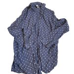 H&M Divided Blue White Polka Dot Long Sleeve Button Up Shirt Women's Size 6 Photo 0