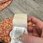 Three Bird Nest NWT retro floral ribbed knit bell bottom pants size large R2 Orange Photo 6