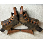 Donald J Pliner Heels Womens 10 Saddle Vishad Open Toe Distressed Leather Brown Photo 3