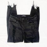 EXPRESS Midrise Black Ripped Skinny Jeans Photo 5