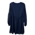 Boutique  Navy Clip Dot Mini Dress Size Small Babydoll Empire Waist Long Sleeve Photo 11