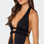 Edikted  Black Halter Open Back Tie Top Photo 0
