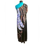 Vintage 60's Black Abstract Scarf One Shoulder Dress Theme Size S Photo 1