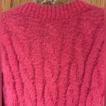 Lucky Brand  Plush‎ Fuzzy Cable Knit V-Neck Pullover Sweater in Hot Pink Size XS Photo 8