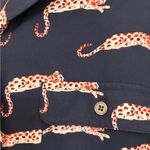 Loft  Navy Blue Button Down Blouse | M Pink Leopard Animal Print Officewear Chic Photo 3