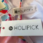 NWT Holipick One Shoulder Floral Swimsuit Tropical Print Ruched Bathing Suit M Blue Size M Photo 9