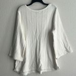 Chico's  Crew Neck Fringe Hem Sweater V-Neck in Alabaster/White, NWT, Size 4/XXL Photo 4