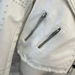 BLANK NYC  White Leather Motorcycle Jacket with Floral Prink Photo 2