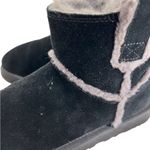 UGG  Women's Classic Mini Spill Seam Shearling Boot Black Suede Sheepskin Photo 4