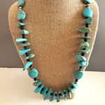 Southwestern Turquoise Colored Howlite Gemstones and Heishi Stones Nickel Silver Blue Photo 2