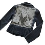 Via Penny Lane Reworked Apparel | Britney Spears Graphic Denim Blazer Jacket Blue Photo 1